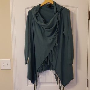 Wrap cardigan with fringe